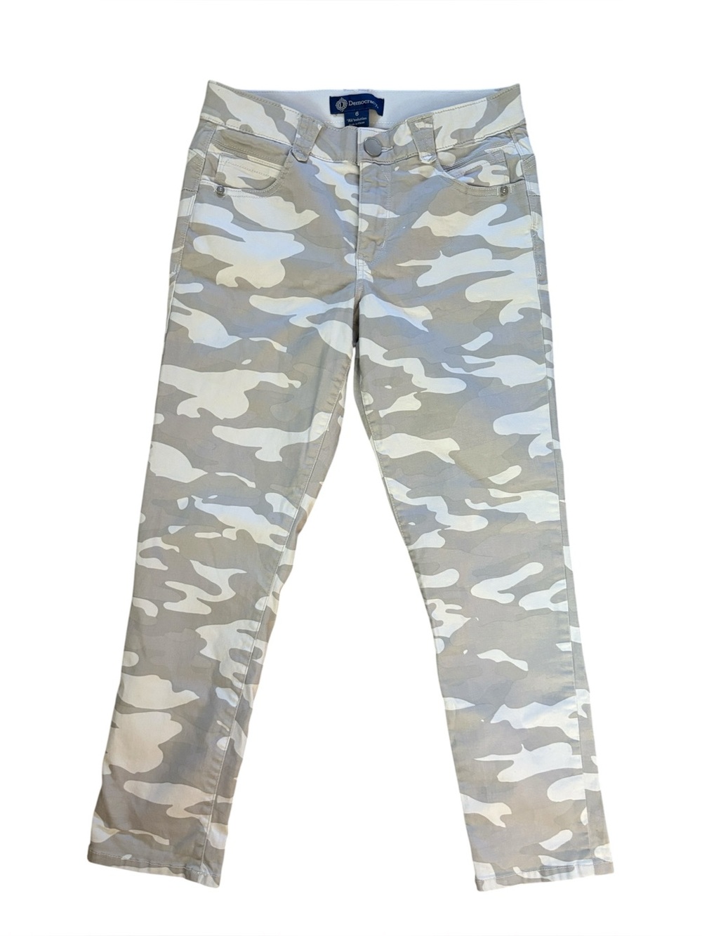 Democracy Ab Solution Cream Gray Camo Cropped Ankle Skinny Jeans Size 6